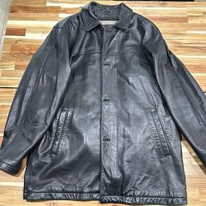 Bachrach Men’s Black Lamb Leather Jacket XLT w/ removable inner liner